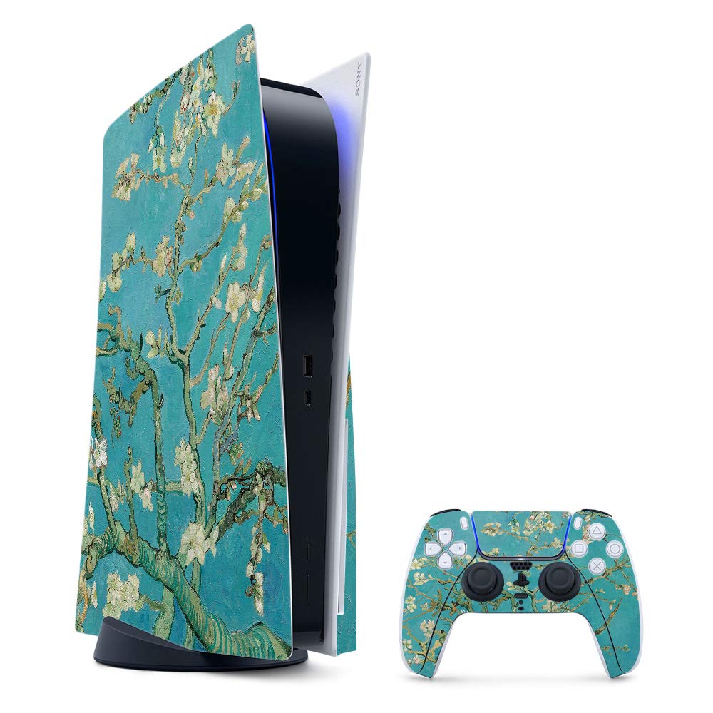 MightySkins Gaming Skin for PS5 / Playstation 5 Bundle - Almond Blossom | Protective Viny wrap | Easy to Apply and Change Style | Made in The USA
