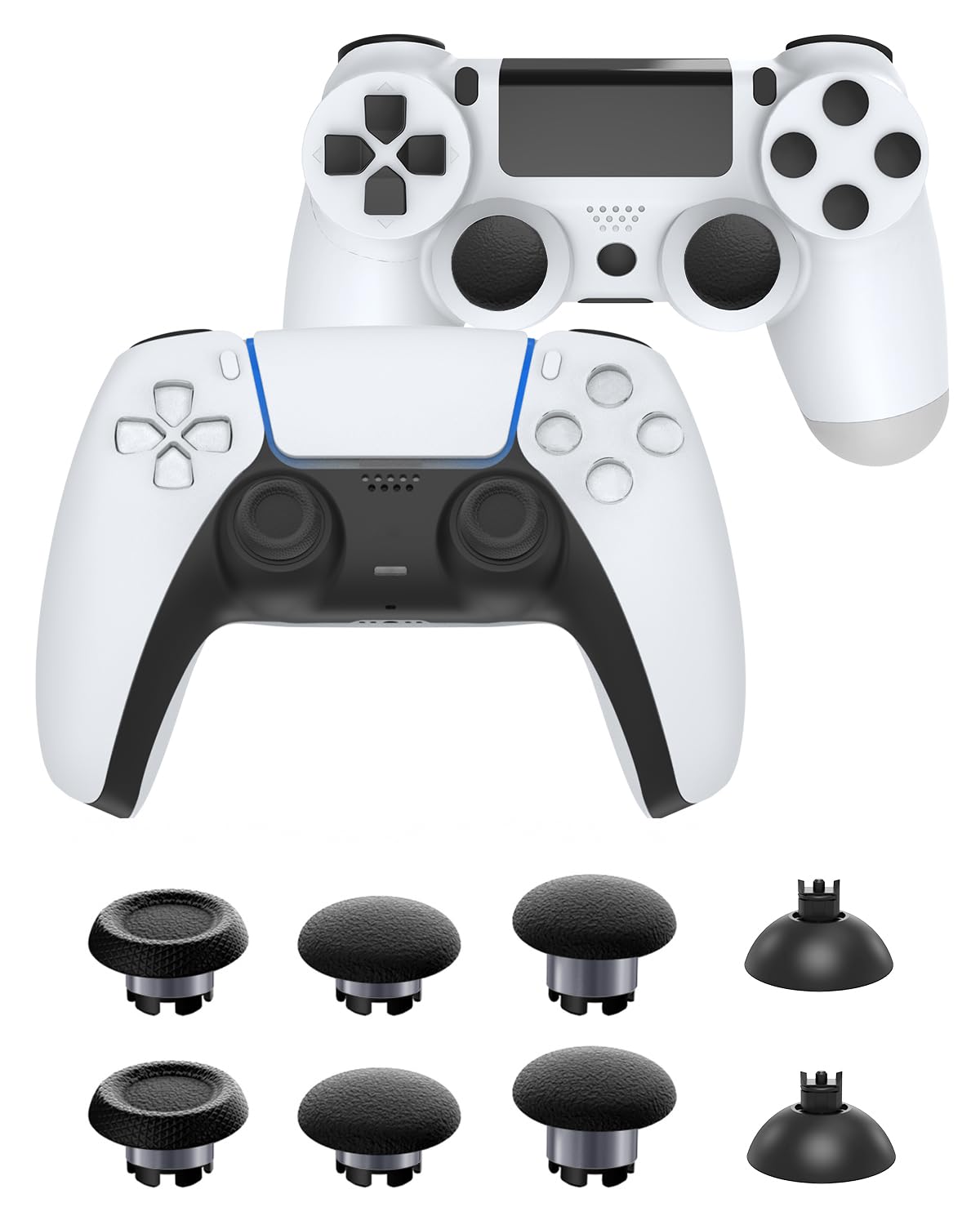 CHARM FOCUS Thumbsticks for PS5 Controller Accessories  Thumb Sticks for PS4 Controller Joystick Replacement Kit  Analog Thumb Grips for Switch Pro Controller Thumbsticks  6 Joystick  2 Base  Black