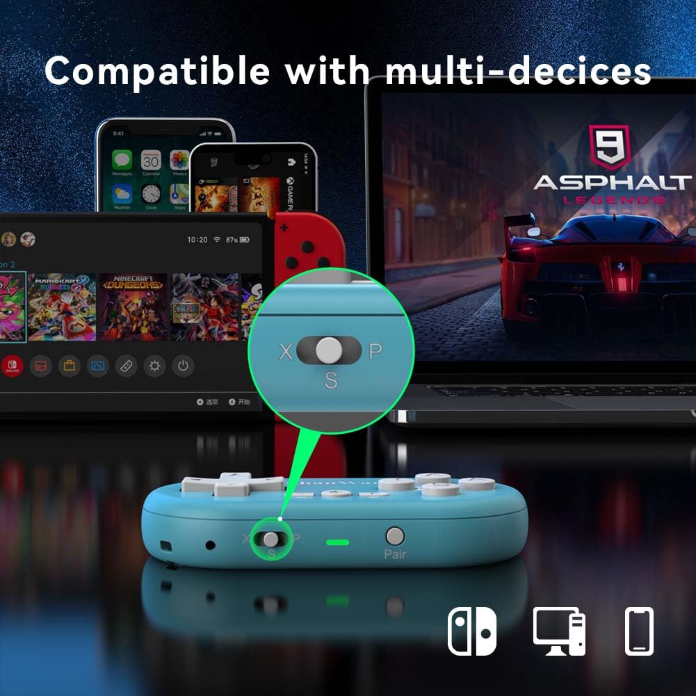 ShanWan Bluetooth Mini Gamepad Controller for Switch, Windows, Android, iOS & PS4 - Kabrilan, Model Q36-XPS-KABRILAN