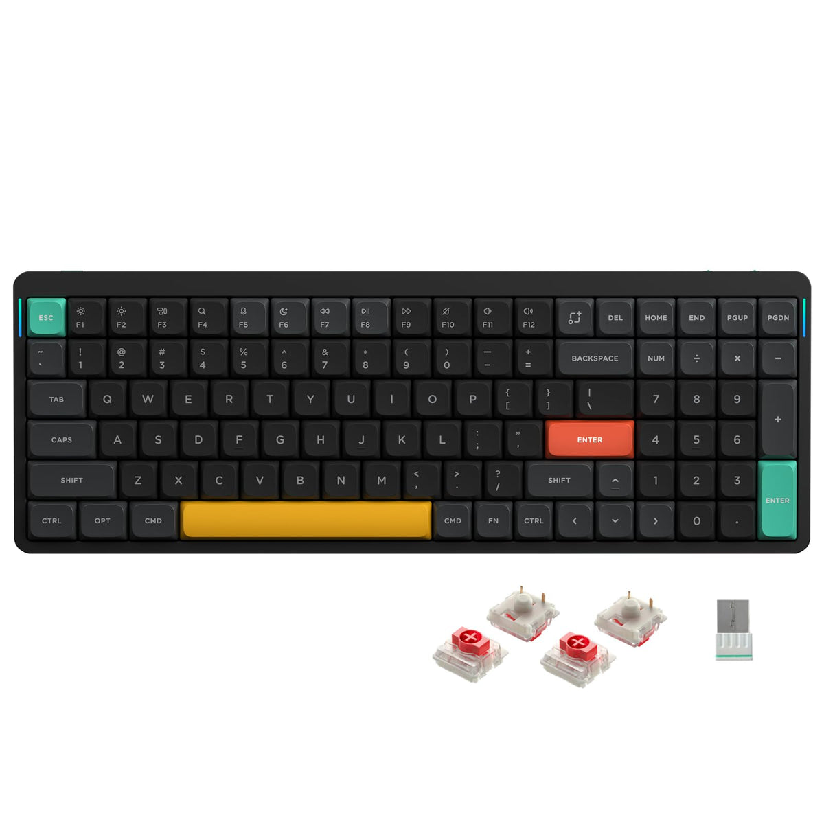 nuphy Air96 V2 Wireless Mechanical Keyboard 100 Keys Gaming Keyboard Supports Bluetooth 5.1 2.4G and Wired Connection for PC/Laptop/Windows/Mac -Black Gateron Red Switch