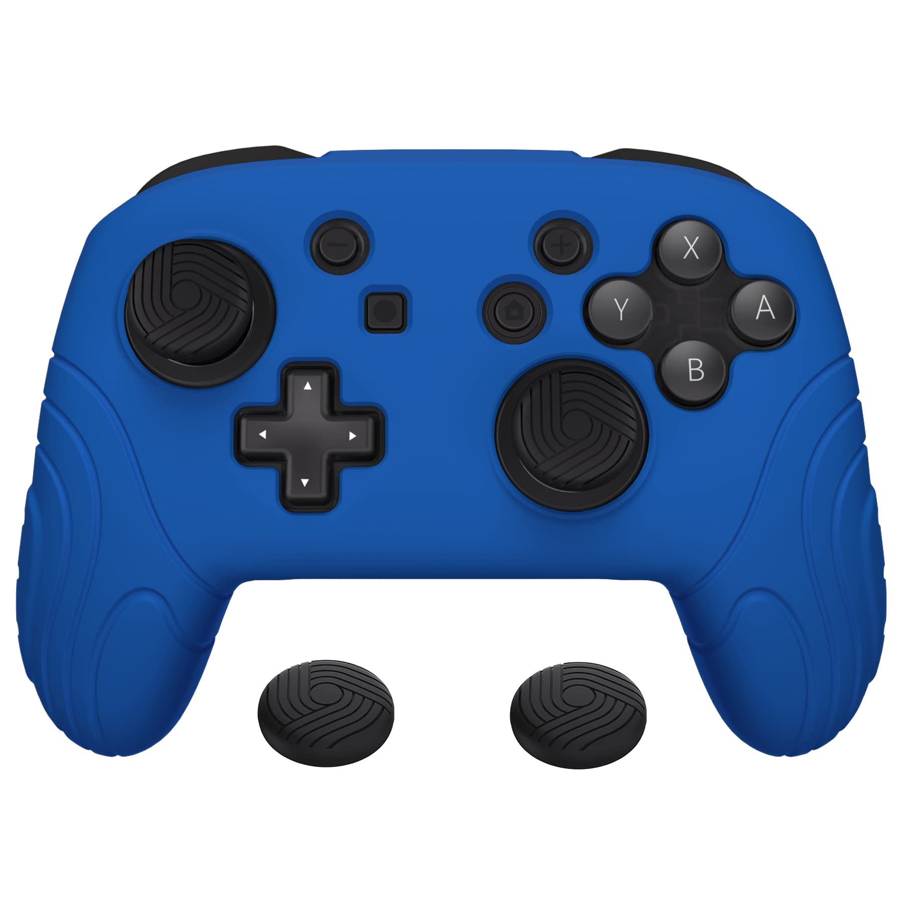 PlayVital Samurai Edition Ergonomic Silicone Skin Protective Case for Nintendo Switch Pro Controller  Soft Anti-slip Controller Grip Protector for Nintendo Switch Pro with Thumb Grip Caps - Blue