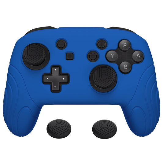 PlayVital Samurai Edition Ergonomic Silicone Skin Protective Case for Nintendo Switch Pro Controller  Soft Anti-slip Controller Grip Protector for Nintendo Switch Pro with Thumb Grip Caps - Blue