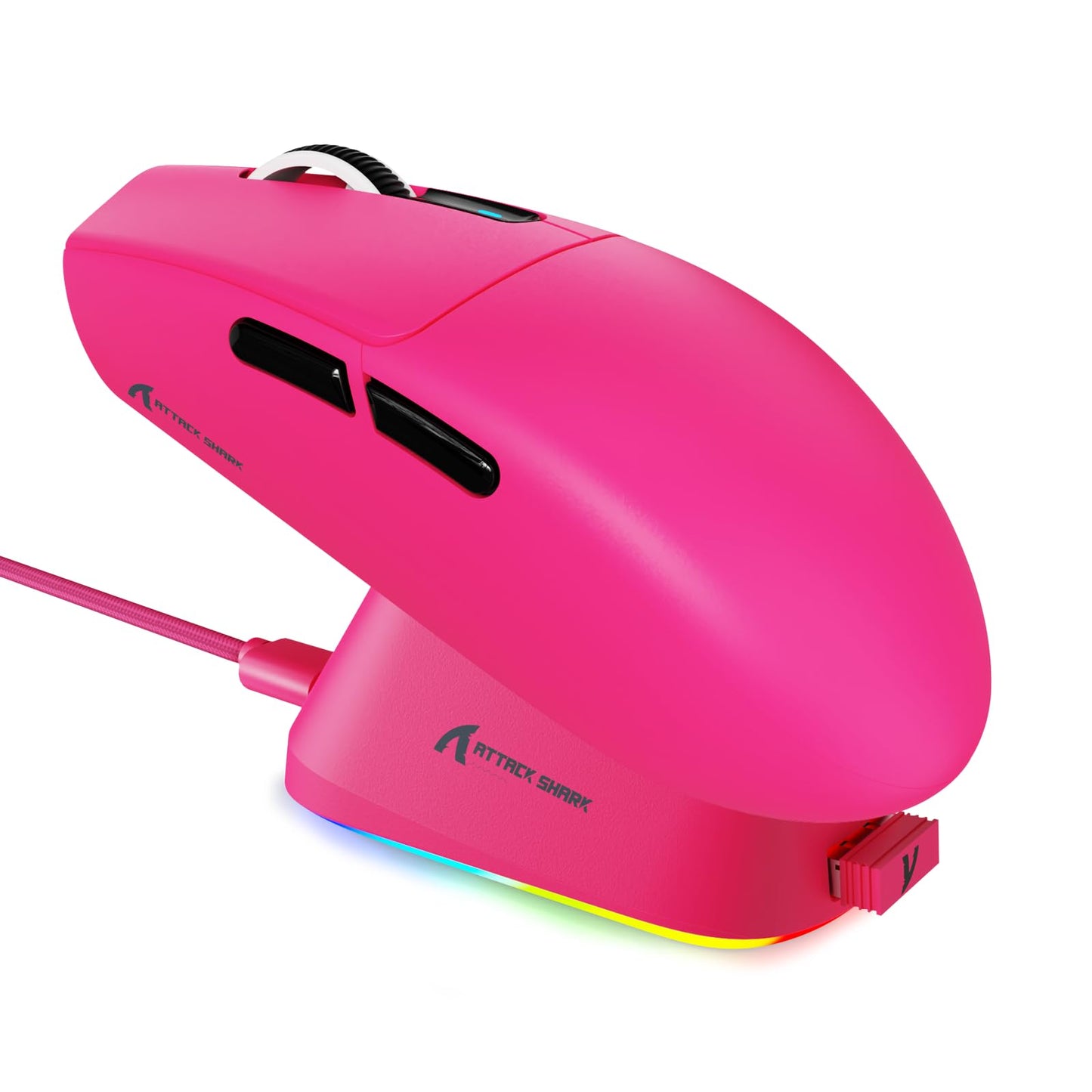 ATTACK SHARK G3PRO Wireless Gaming Mouse with RGB Charging Dock 2.4G/USB-C Wired/BT PAW3311 Optical Sensor 1K Polling Rate Adjustable 25K DPI 500mAh Battery Ultra Lightweight 59g Mice(Red)