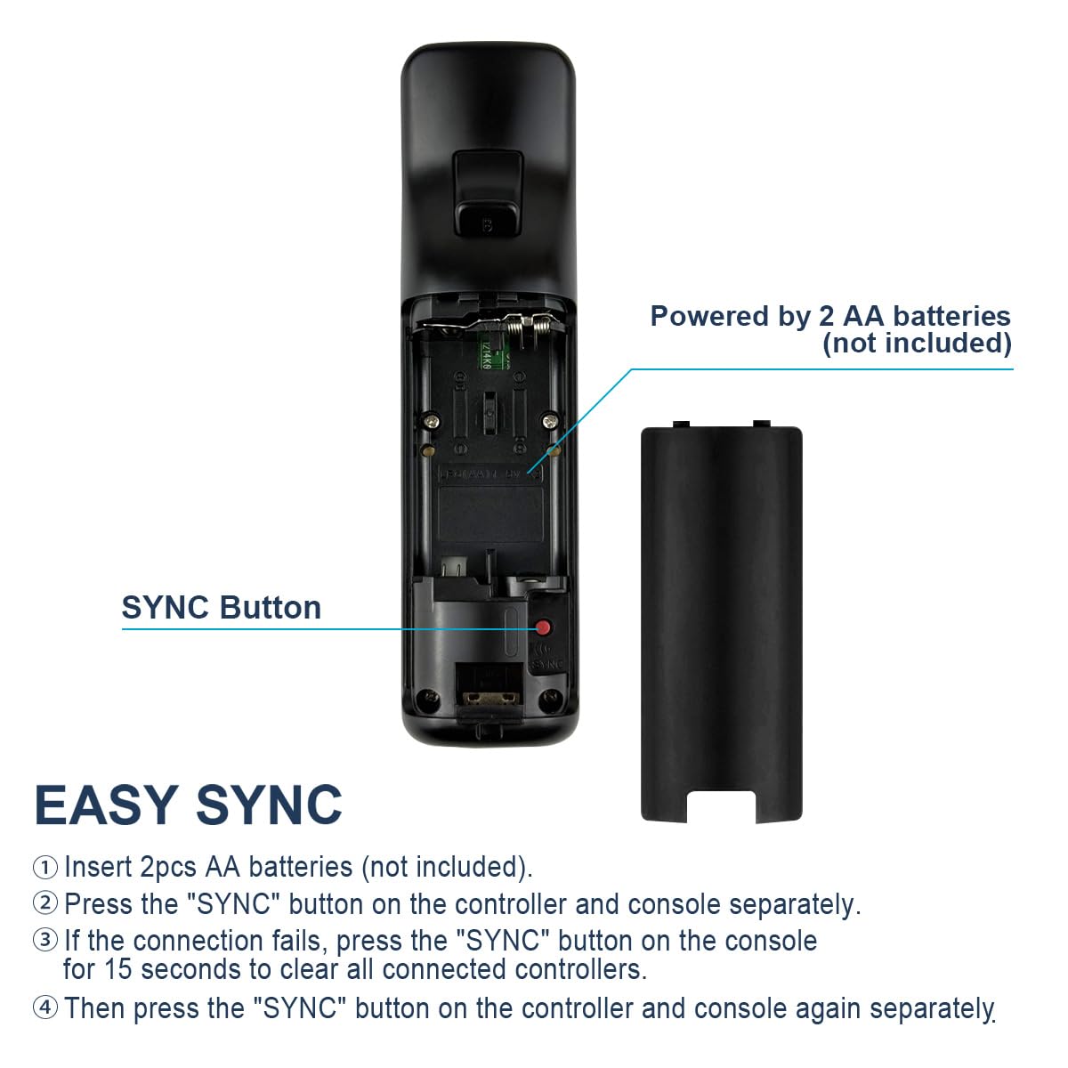 FASIGO Remote Controller with Nunchuck, Compatible with Nintendo Wii/Wii U, 2 Pack, Black