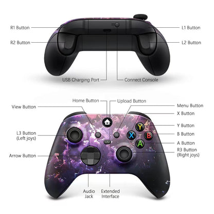 DAQUGPT Wireless Bluetooth Controller for Xbox One Series X/S, Purple Magma Custom Design, No Receiver Needed