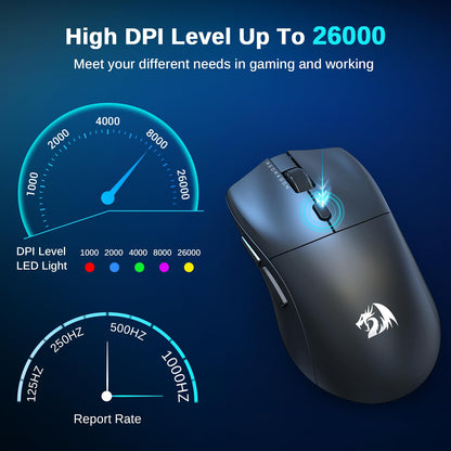 Redragon M815 Gaming Mouse - 44G Ultra-Light, 26000 DPI, 8K Polling Rate, Programmable Buttons, Black