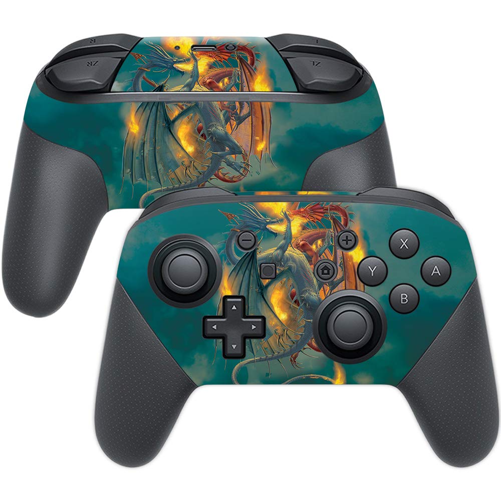 MightySkins Skin Compatible with Nintendo Switch Pro Controller - Dragon Clash | Protective, Durable, and Unique Vinyl Decal wra