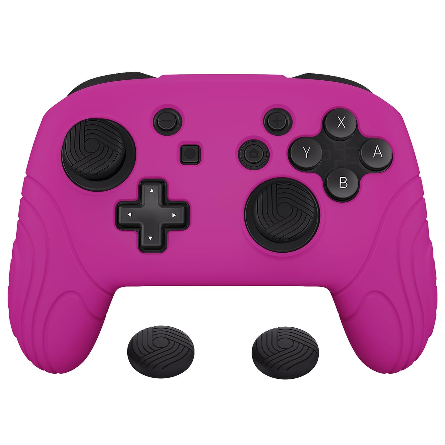 playvital Samurai Edition Ergonomic Silicone Skin Protective Case for Nintendo Switch Pro  Soft Anti-slip Controller Grip Protector for Nintendo Switch Pro with Thumb Grips - Neon Purple