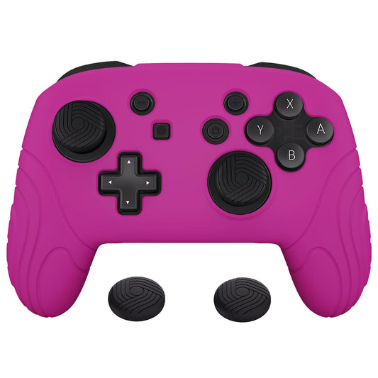 playvital Samurai Edition Ergonomic Silicone Skin Protective Case for Nintendo Switch Pro  Soft Anti-slip Controller Grip Protector for Nintendo Switch Pro with Thumb Grips - Neon Purple