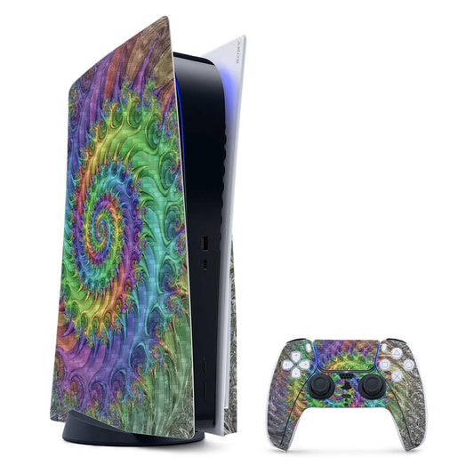 MightySkins Carbon Fiber Gaming Skin for PS5 / PlayStation 5 Bundle - Tripping | Durable Textured Carbon Fiber Finish | Easy to Apply and Change Style | Made in The USA