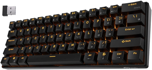 RK ROYAL KLUDGE RK61 Wireless 60% Mechanical Keyboard, Bluetooth, Hot-Swappable Red Switch, Compact Design, Black