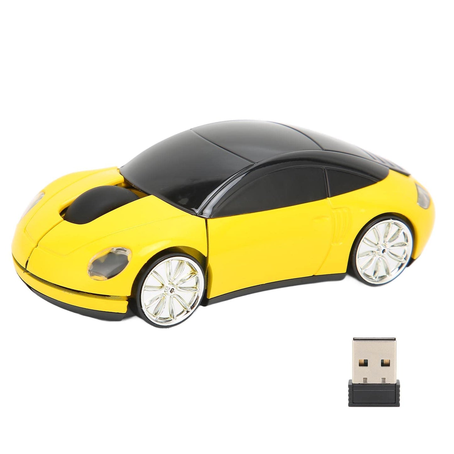 ASHATA Wireless Gaming Mouse, 2.4GHz Car Shape, USB Receiver, Plastic, Yellow-2, Model: ASHATArm9gs3exi1552