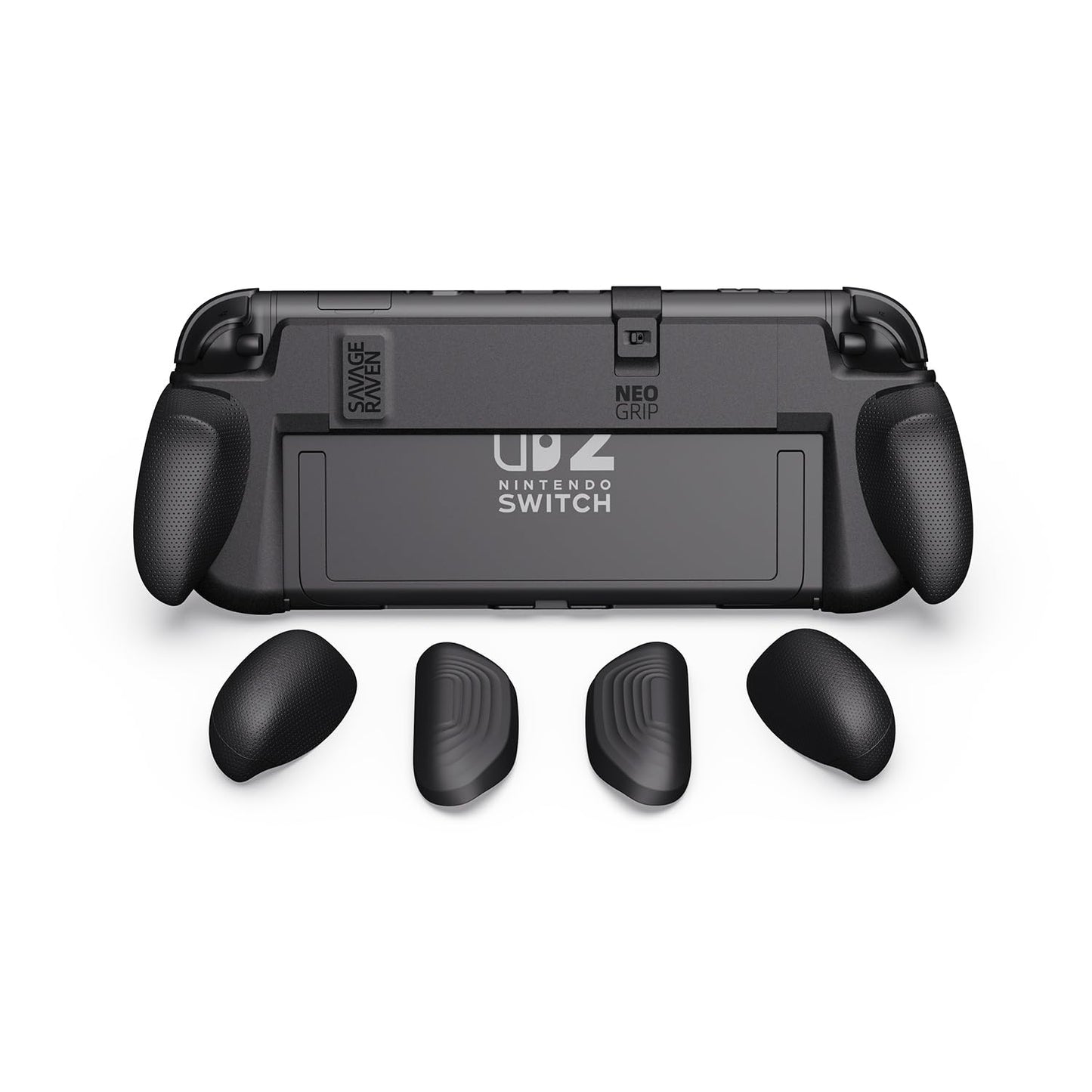 Savage Raven by Skull & Co. NeoGrip: an Ergonomic Grip Hard Shell with Replaceable Grips [to fit All Hands Sizes] for Nintendo Switch 2 - Black