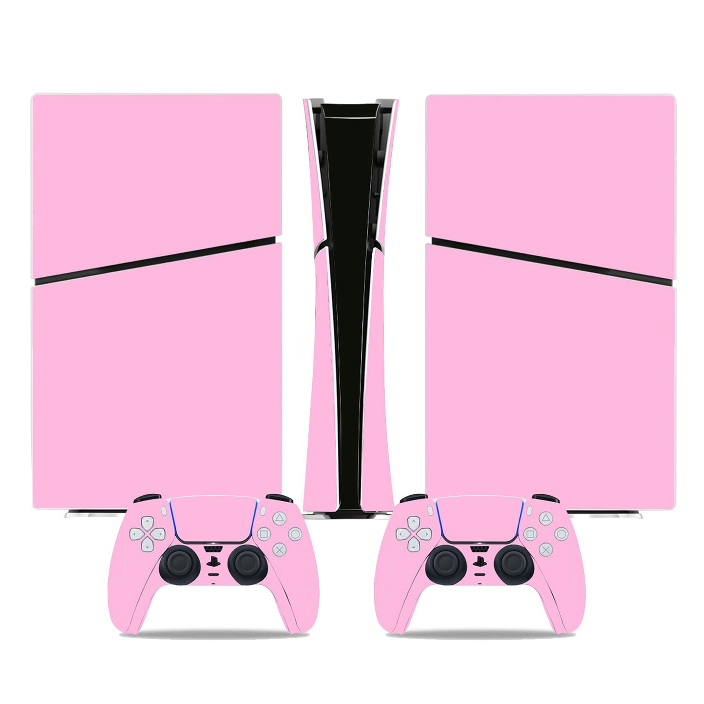 Skin Sticker for PS5 Slim Console, Protective Cover Decal Wrap for Digital Edition Controller (Pink)