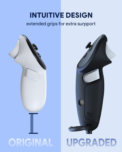 Aubika Silicone Controller Grips Cover for Meta/Oculus Quest 3, Adjustable, Black, Model CSJ-070208