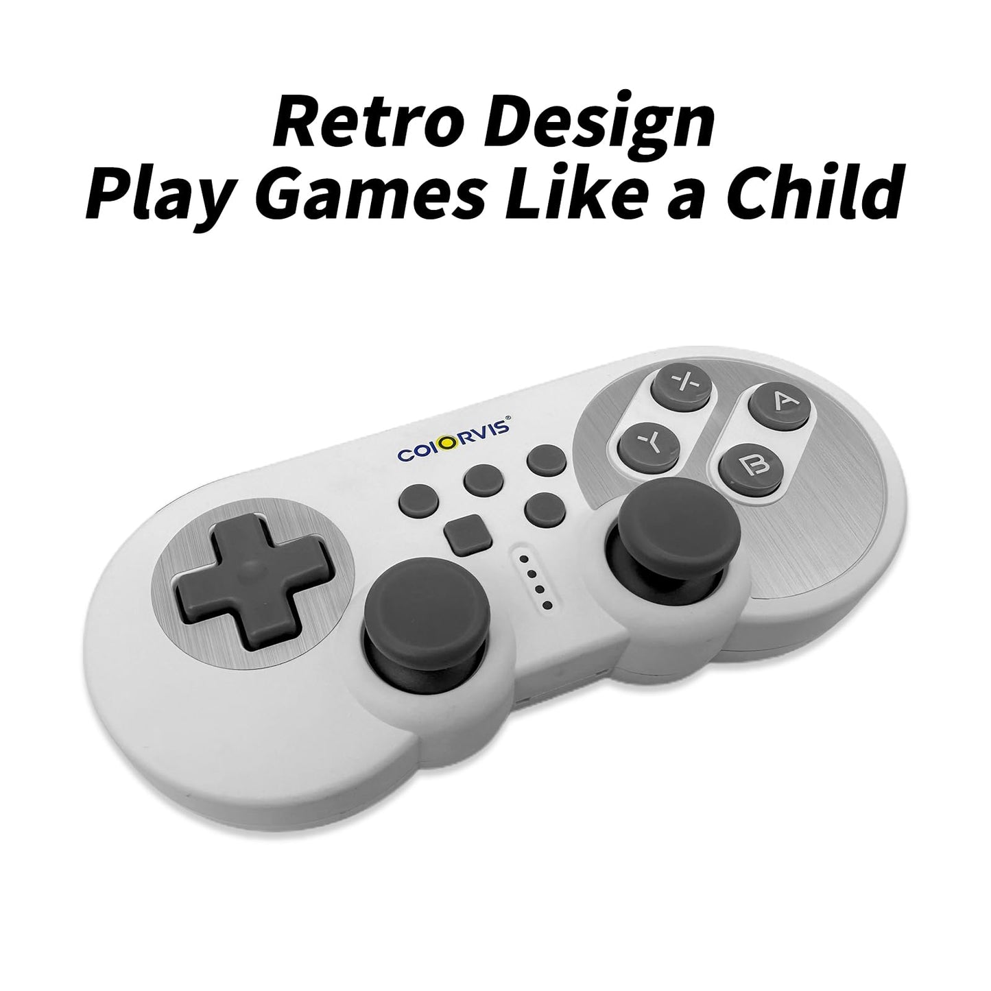 COIORVIS Mini Pro Wireless Controller - ALPS Joystick, Retro Gamepad for Switch, PC, Android, White, Model CHS08C