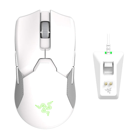 Razer Viper Ultimate Wireless Gaming Mouse & Dock - 20K DPI, 74g, Hyperspeed Tech, Mercury White, Model RZ01-03050400-R3U1