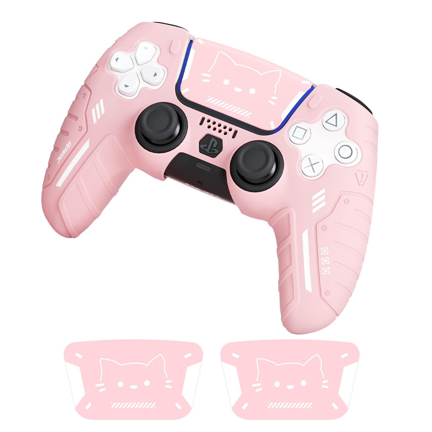 JEMDO PS5 Controller Skin  Anti-Slip Soft Silicone Protective Cover Case for PS5 Wireless Controller with Enhanced Grip Design and 2 Themed Stickers Pink