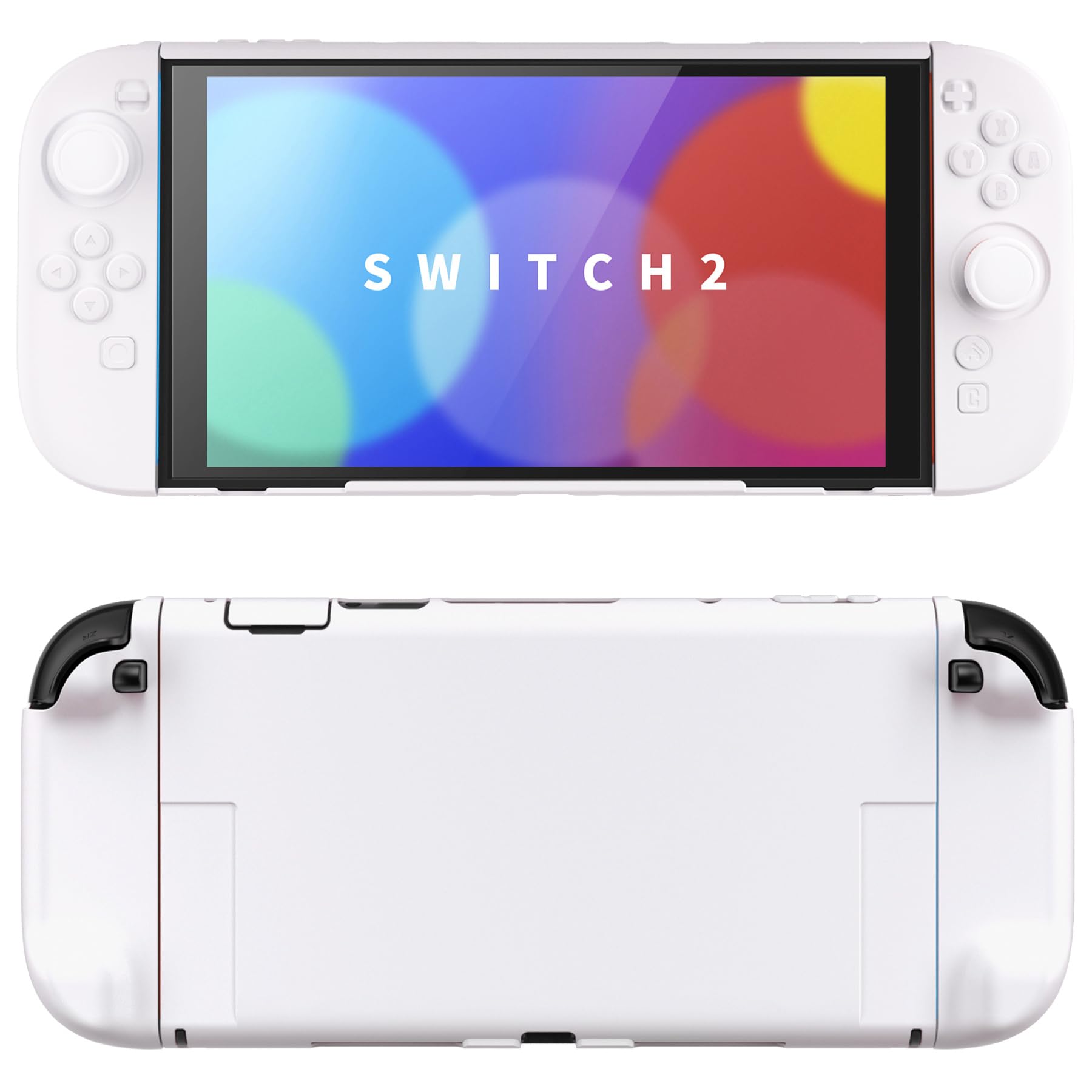 PlayVital Hard Case for Nintendo Switch 2 with Extra Stand & Thumb Grip Caps | Split Design  Dockable Protective Full-Body Shell Cover for Nintendo Switch 2 | Solid Color Series  White