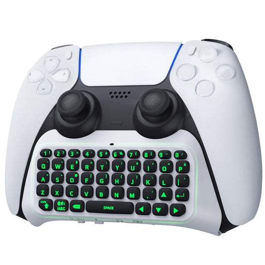 TiMOVO PS5 Wireless Bluetooth Keyboard Chatpad with Green Backlight, White, Model P840156954730