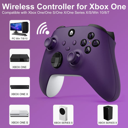 ADHJIE Xbox One Wireless Controller - 2.4GHz, Compatible with Xbox One/X/S/PC, 3.5mm Headphone Jack, Purple