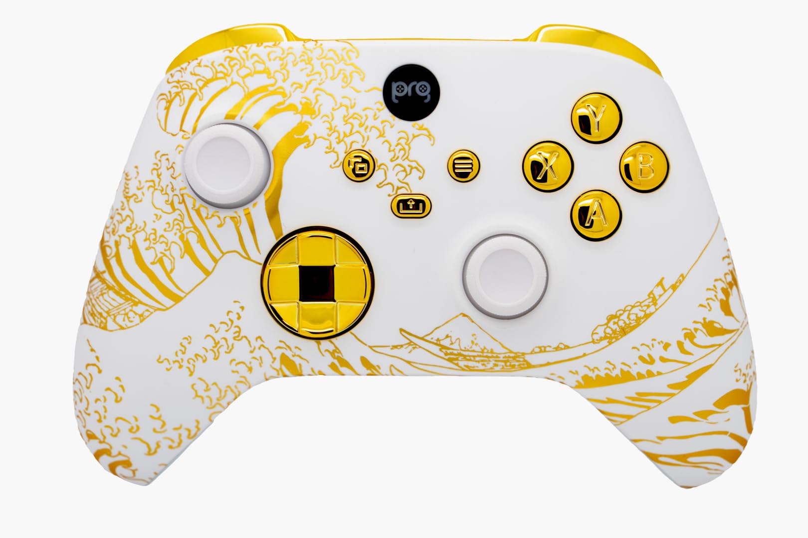 ProControllers LLC Wireless Custom Controller Compatible with PC  Windows 10+  Series X/S & One (Series X/S Gold Wave w/Gold Chrome Inserts)