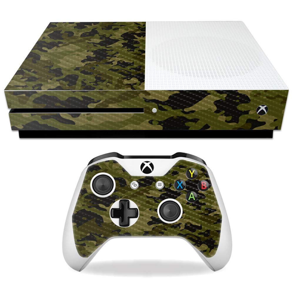 MightySkins Carbon Fiber Skin for Microsoft Xbox One S - Green Camo | Protective  Durable Textured Carbon Fiber Finish | Easy to Apply  Remove  and Change Styles | Made in The USA