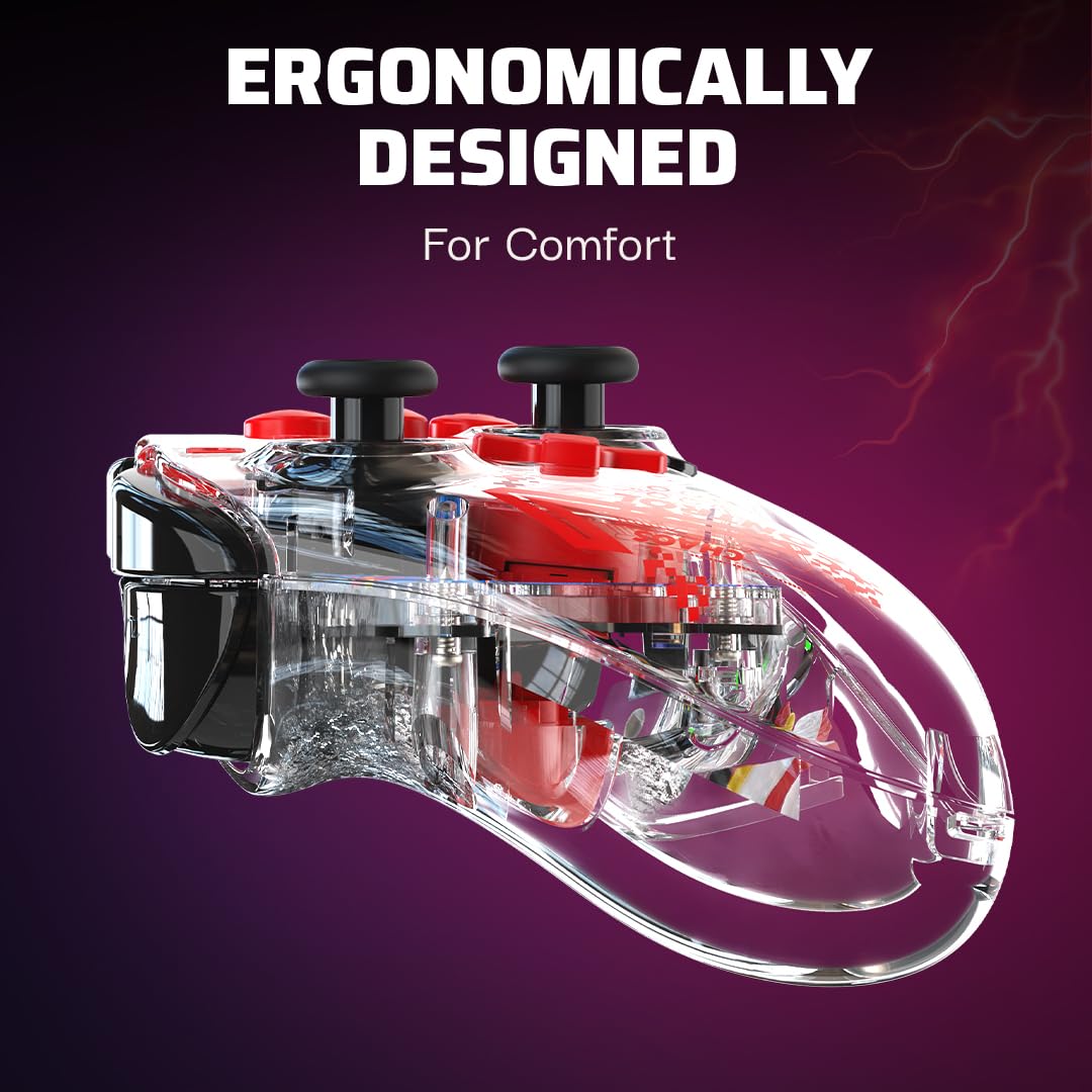 PDP REALMz Wireless Pro Controller for Nintendo Switch, Rechargeable LED, Shadow ARK Chaos, Model 500-246-SDW, Full Motion Controls