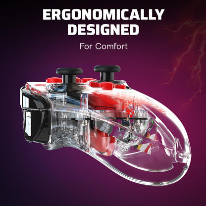 PDP REALMz Wireless Pro Controller for Nintendo Switch, Rechargeable LED, Shadow ARK Chaos, Model 500-246-SDW, Full Motion Controls