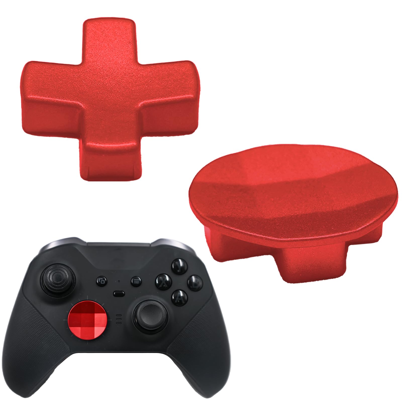 2 in 1 Metal D-Pads for Xbox One Elite Series 2 Elite Controller Metal D-Pads Directional Pad Button Kits Replacement Parts for Xbox Controller Series 2 Core/Elite Series 2 Controller(Red) [video game]