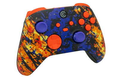 Custom Controllerzz Wireless Controller for Xbox & PC - Inferno Galaxy with Orange Inserts