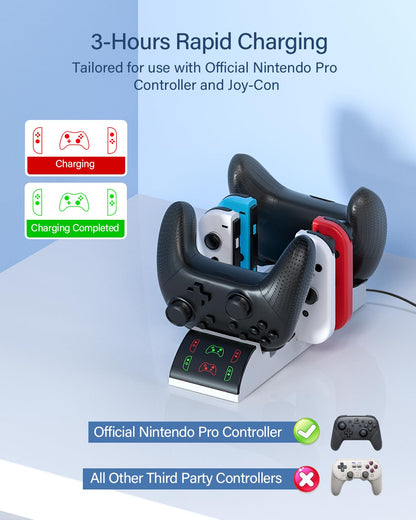 Nargos Switch Games Organizer and Charging Dock for Nintendo Switch & OLED Joy-Cons - Storage Rack Stand Accessories