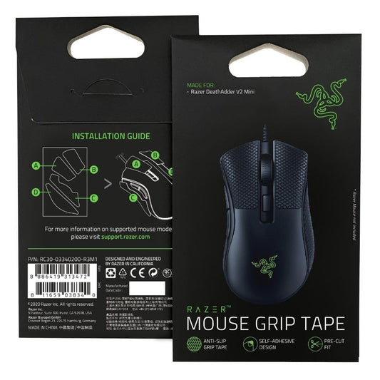 Razer DeathAdder V2 Mini Mouse Grip Tape - Anti-Slip, Self-Adhesive, Black, 3.15 x 0.02 x 0.5 inches, Model RC30
