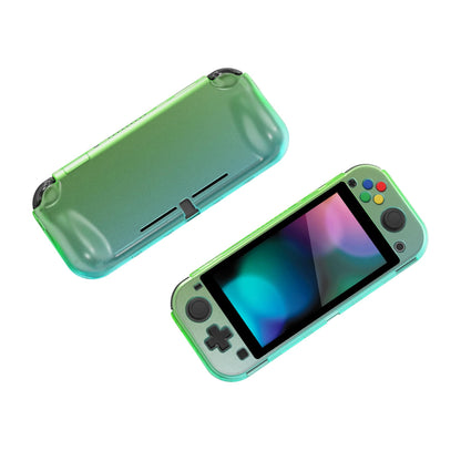 PlayVital ZealProtect Case for Nintendo Switch Lite - Ergonomic Grip, Shock-absorbent, Gradient Translucent Green Blue, Model PSLYP3013