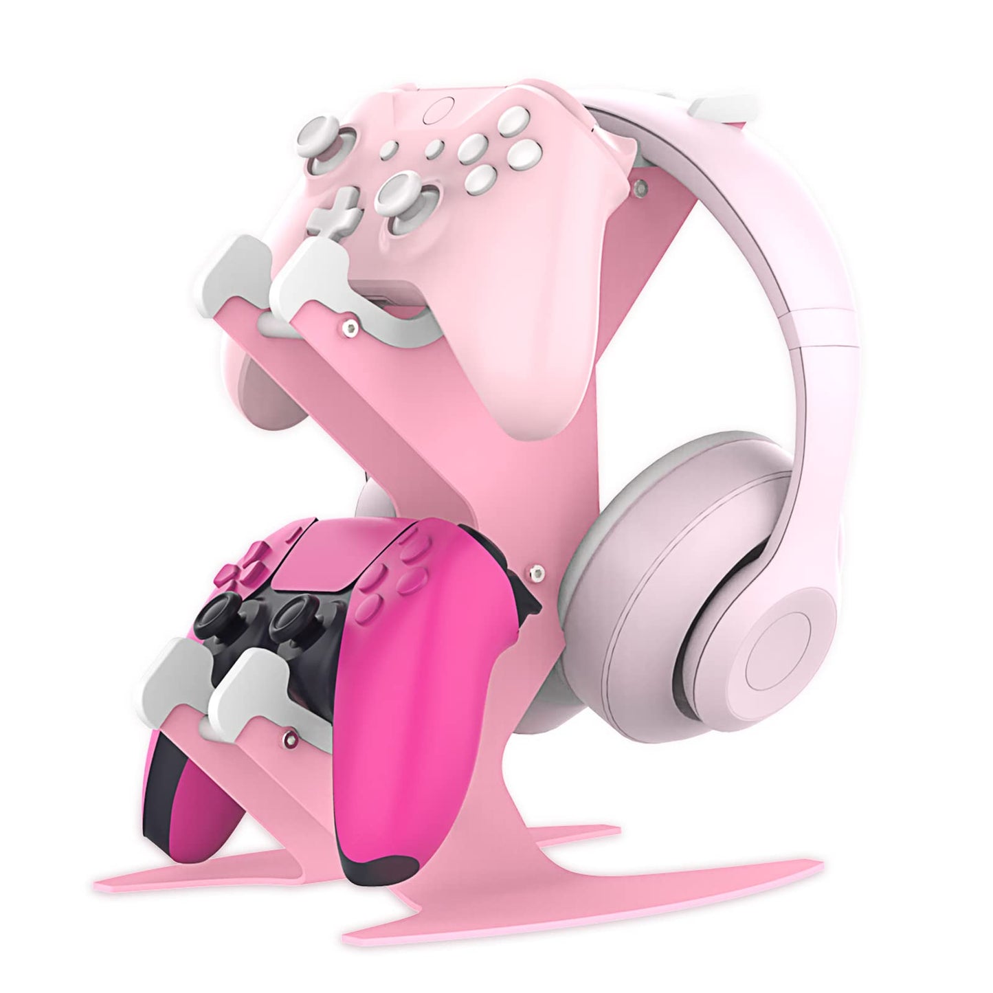 NBCP Controller Holder Pink  Headset Stand  Headphone Holder Hanger Mount Universal Gaming PC Accessories Organiser for Xbox  DualSense PS5  DualShock 4  PS4  Xbox 360  Switch