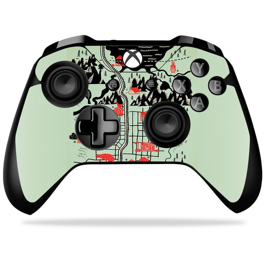 MightySkins Skin Compatible with Microsoft Xbox One X Controller - Twin Peaks Map | Protective, Durable, and Unique Vinyl Decal 