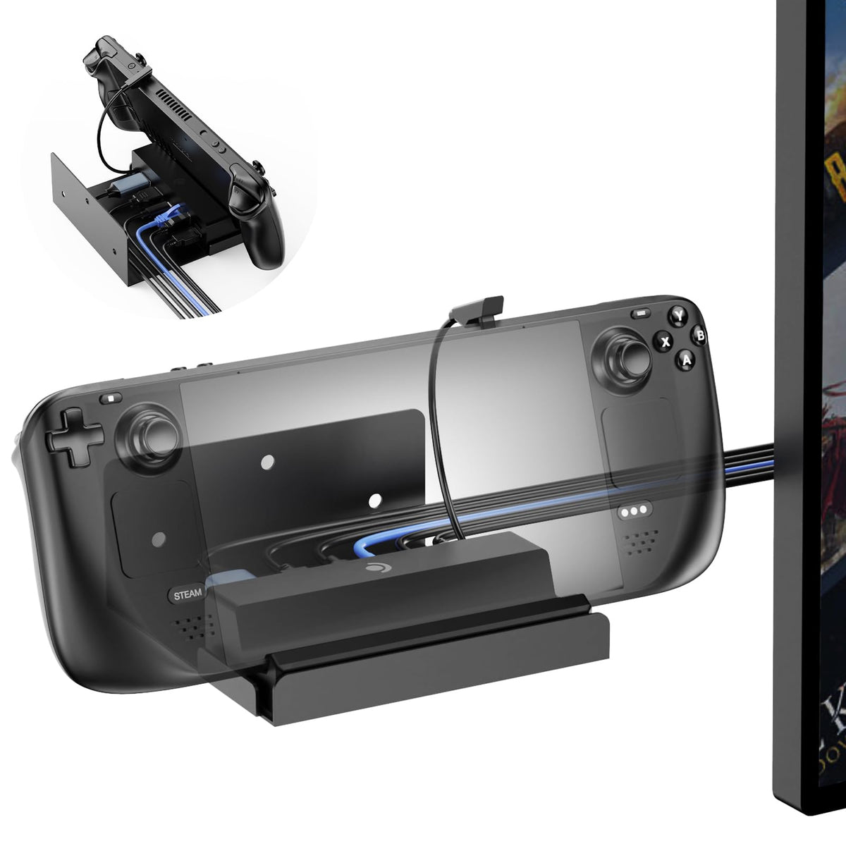 KUNSLUCK Wall Mount for Steam Deck Dock Official  Steam Deck Dock Wall Mount Stand  Mount Your Steam Deck on the wall or Near TV