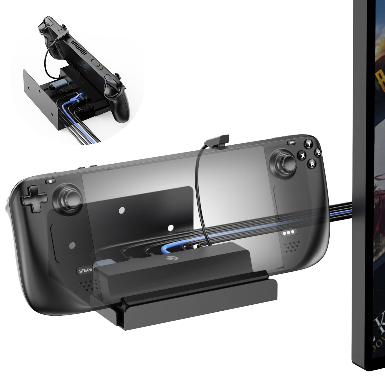KUNSLUCK Wall Mount for Steam Deck Dock Official  Steam Deck Dock Wall Mount Stand  Mount Your Steam Deck on the wall or Near TV