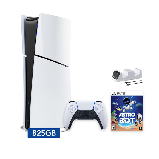 PlayStation 5 Slim Digital Edition ASTRO BOT Bundle and Mytrix Controller Charger - White  Slim PS5 825GB PCIe SSD Gaming Console