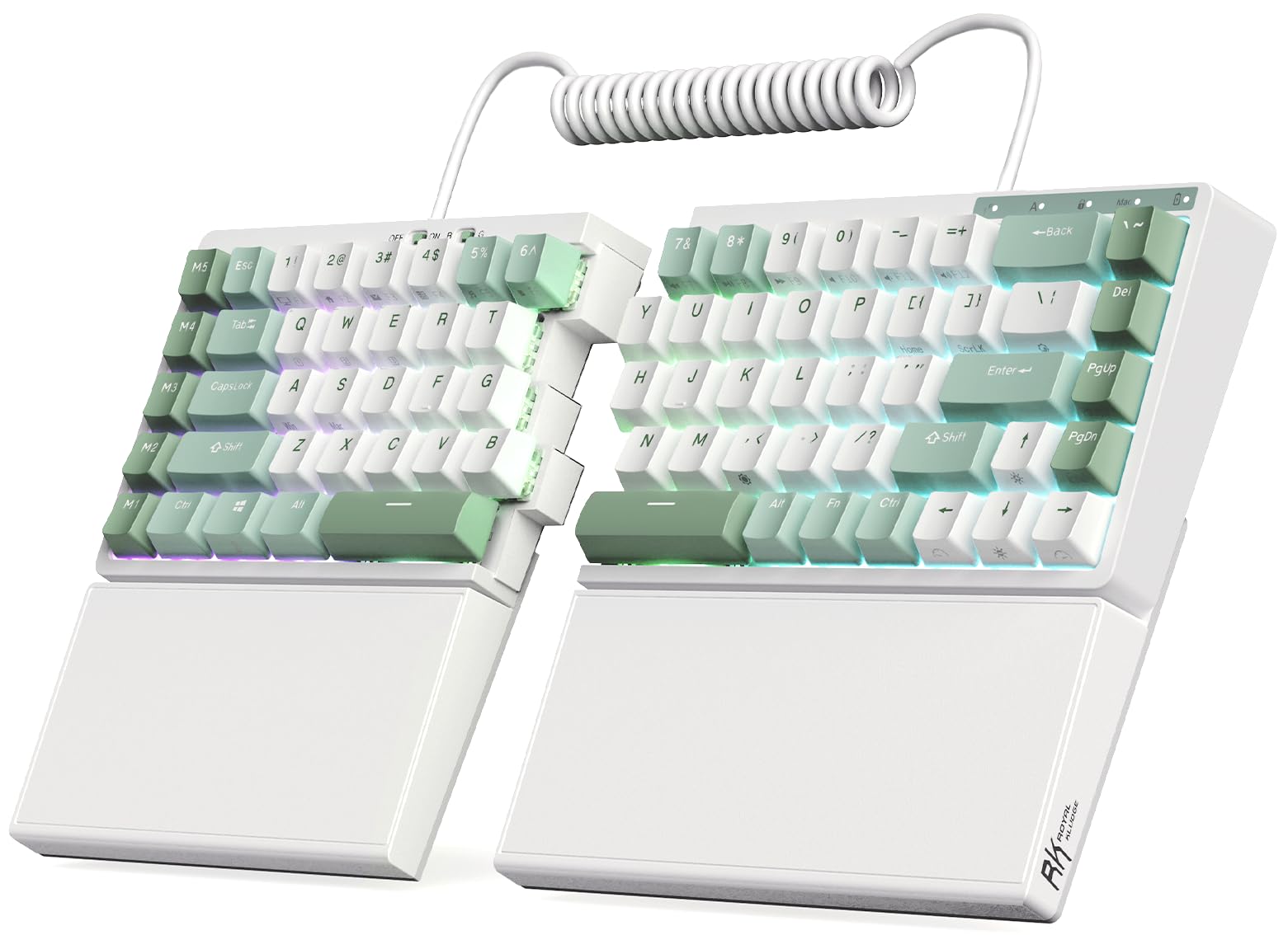 RK ROYAL KLUDGE RKS70 Ergonomic Split Keyboard, Wireless PC Gaming Keyboard with Bluetooth/2.4G/Wired, Hot Swappable Mechanical 
