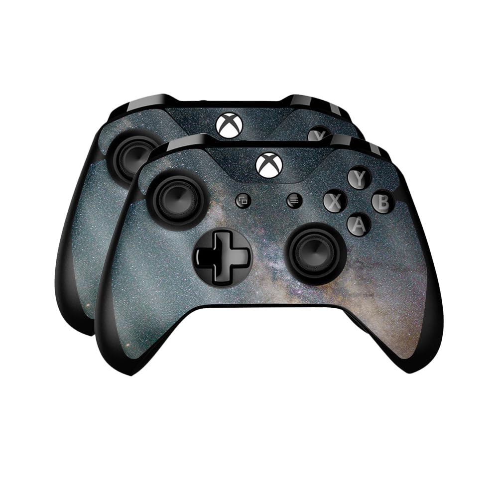 Glossy Glitter Skin Compatible with Microsoft Xbox One Controller (2 Pack) - Galactic Landscape - Premium 3M Vinyl Protective Wrap Decal Cover - Easy to Apply | Crafted in The USA by MightySkins