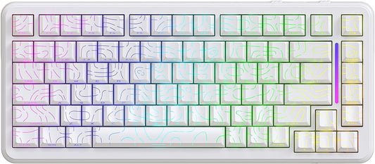 ATTACK SHARK X82 PRO HE Wireless Rapid Trigger RGB Mechanical Gaming Keyboard with Adjustable Actuation 2.4G/Wired/BT 8K Polling Rate Hall Effect Magnetic Switch 5000mAh Battery for FPS(White Contour)