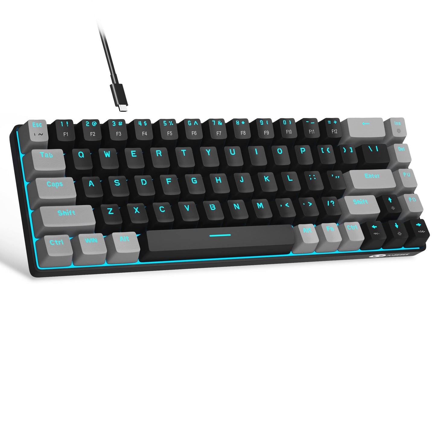 MageGee Portable 60% Mechanical Gaming Keyboard  MK-Box LED Backlit Compact 68 Keys Mini Wired Office Keyboard with Red Switch for Windows Laptop PC Mac - Black/Grey