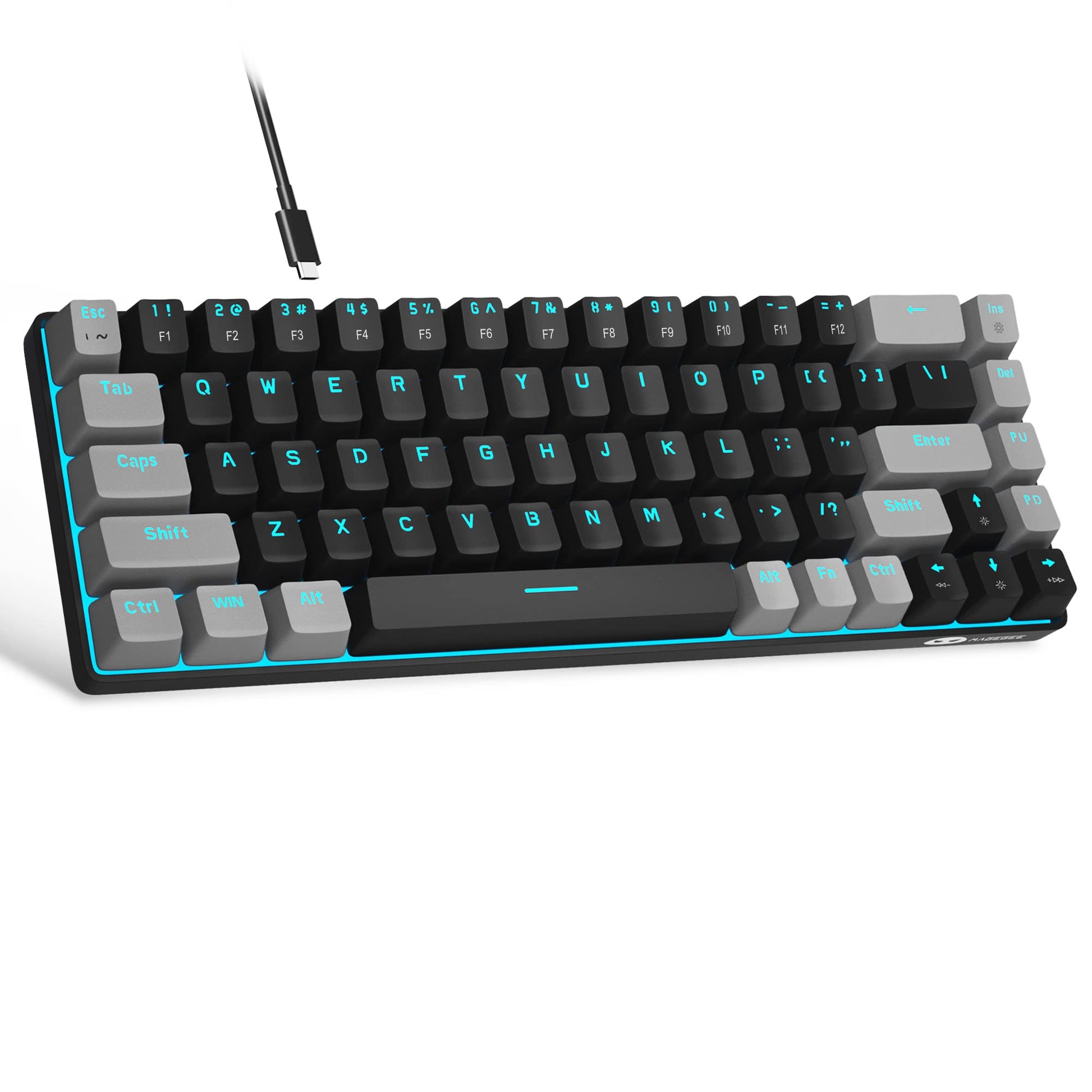 MageGee Portable 60% Mechanical Gaming Keyboard  MK-Box LED Backlit Compact 68 Keys Mini Wired Office Keyboard with Red Switch for Windows Laptop PC Mac - Black/Grey