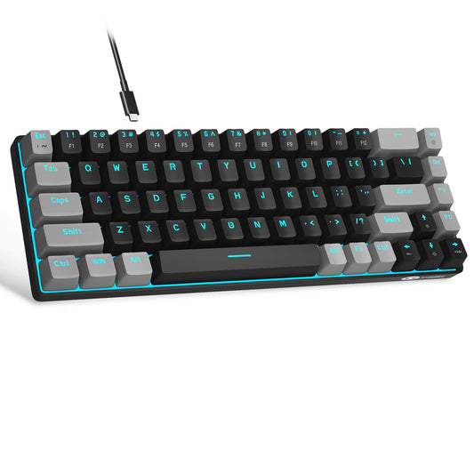 MageGee Portable 60% Mechanical Gaming Keyboard  MK-Box LED Backlit Compact 68 Keys Mini Wired Office Keyboard with Red Switch for Windows Laptop PC Mac - Black/Grey