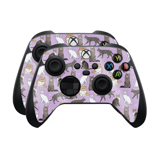 Glossy Glitter Skin Compatible with Microsoft Xbox Series X|S Controller (2 Pack) - Cat Chaos - Premium 3M Vinyl Protective Wrap Decal Cover - Easy to Apply | Crafted in The USA by MightySkins