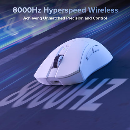 DeLUX M900PRO Wireless Gaming Mouse, 8000Hz Polling Rate, RGB Dock, 63g Ergonomic, PAW3395 Sensor, 26000DPI, White