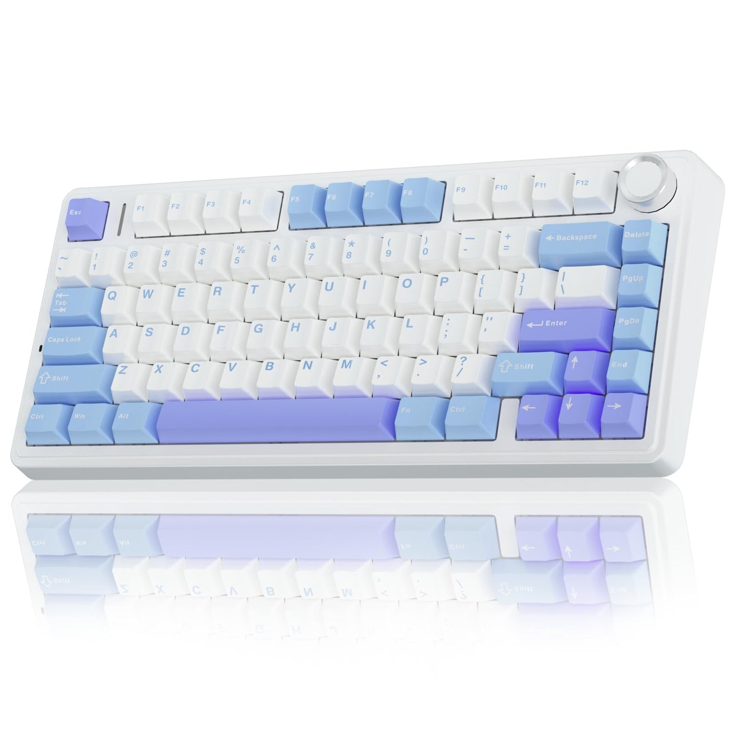 AULA F75 Wireless Mechanical Gaming Keyboard - Hot Swappable, RGB Backlit, 2.4GHz/Type-C/BT5.0, White/Blue/Purple
