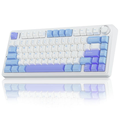AULA F75 Wireless Mechanical Gaming Keyboard - Hot Swappable, RGB Backlit, 2.4GHz/Type-C/BT5.0, White/Blue/Purple