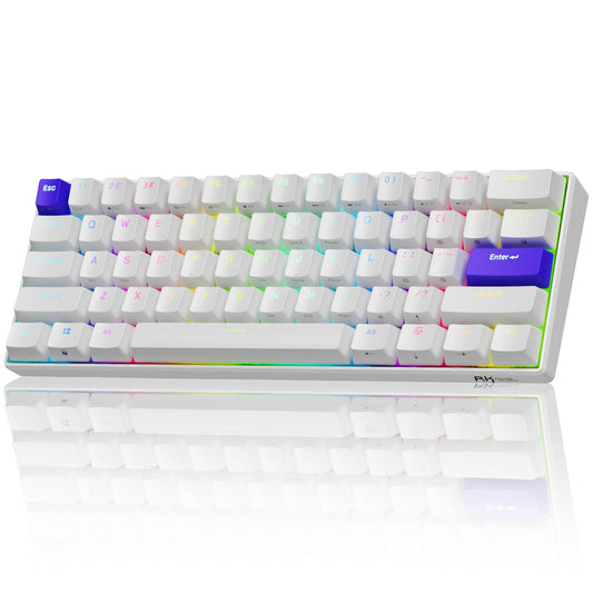 RK ROYAL KLUDGE C61 HE Gaming Keyboard 60% Wired Mechanical Keyboard with Hall Effect Magnetic Switch 8000Hz Polling Rate Rapid Trigger RGB Backlit  61 Keys  White Purple